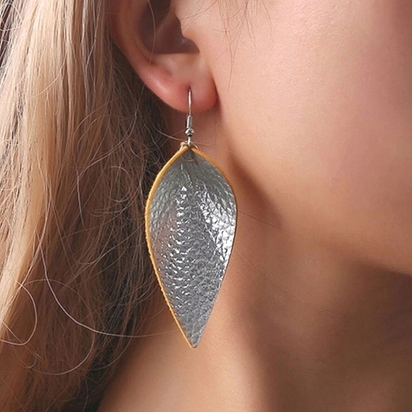 Leather Water Drop Earrings - Picture 1 of 2